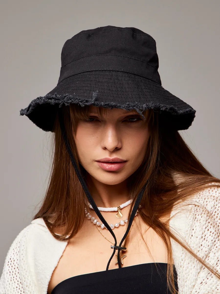 Chapeau bob, plage et été, protection solaire UPF 50+, coton doux, large bord, style y2k, panama moderne, modèle Arkel - Bob - Noir
