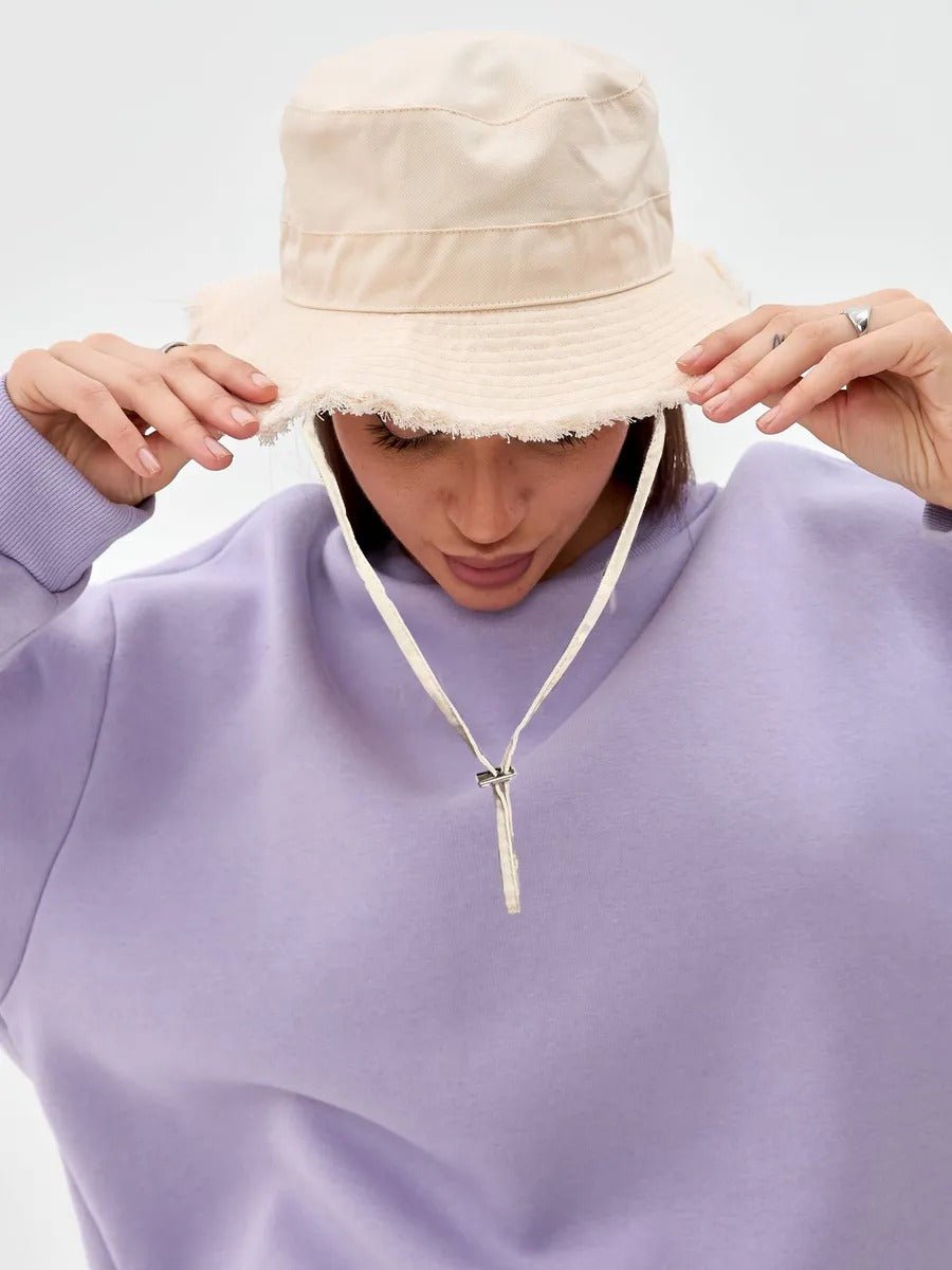 Chapeau bob, plage et été, protection solaire UPF 50+, coton doux, large bord, style y2k, panama moderne, modèle Arkel - Bob - Blanc crème