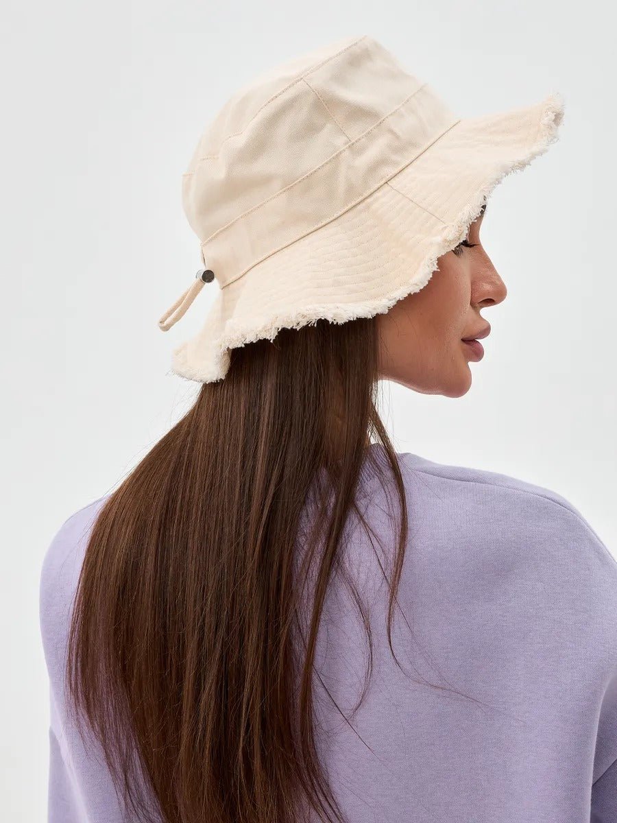 Chapeau bob, plage et été, protection solaire UPF 50+, coton doux, large bord, style y2k, panama moderne, modèle Arkel - Bob - Blanc crème