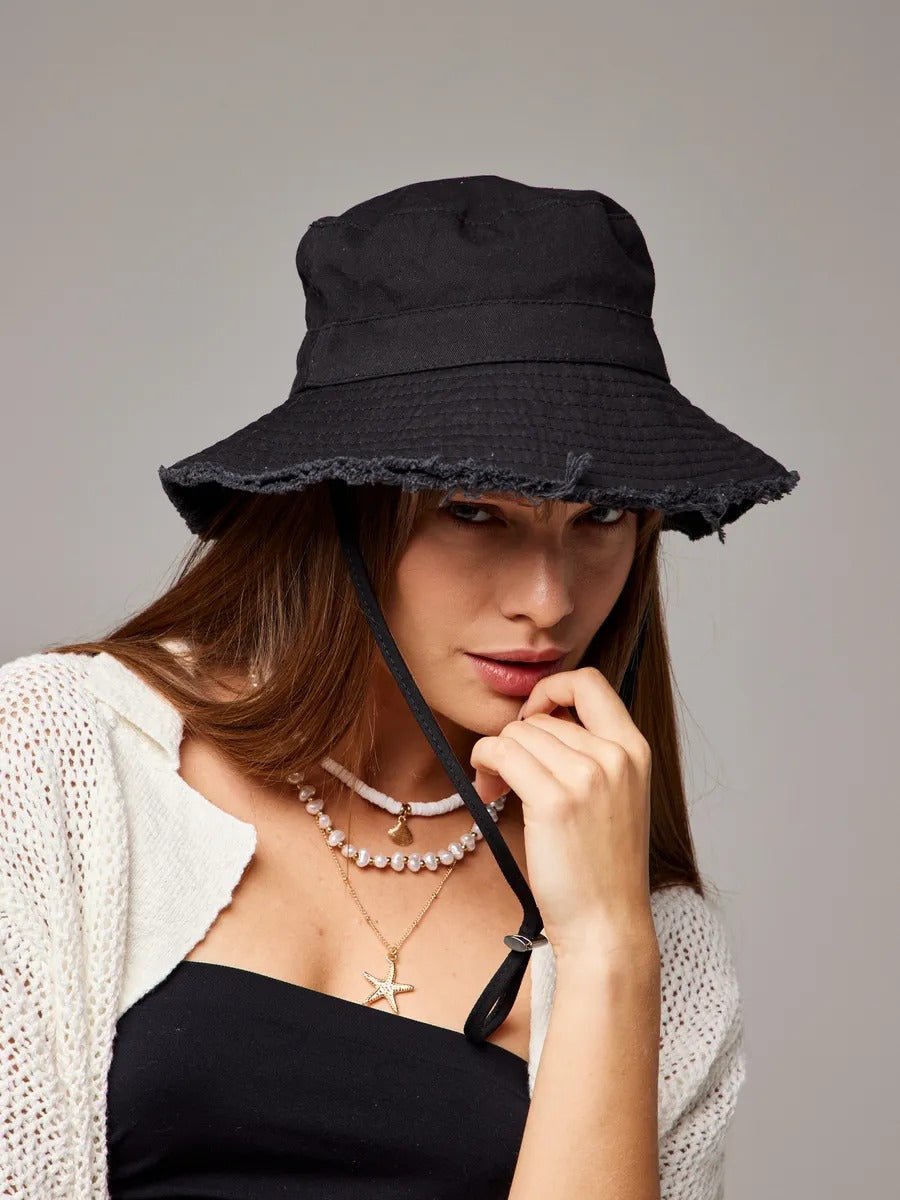 Chapeau bob, plage et été, protection solaire UPF 50+, coton doux, large bord, style y2k, panama moderne, modèle Arkel - Bob - Noir