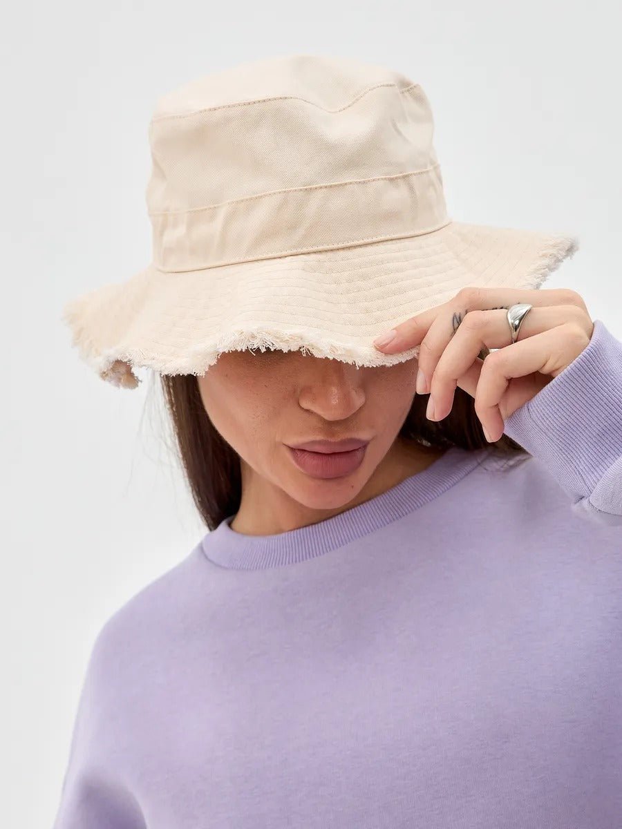 Chapeau bob, plage et été, protection solaire UPF 50+, coton doux, large bord, style y2k, panama moderne, modèle Arkel - Bob - Blanc crème