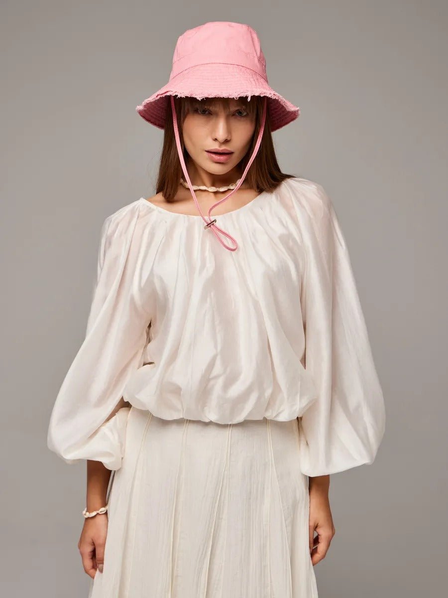 Chapeau bob, plage et été, protection solaire UPF 50+, coton doux, large bord, style y2k, panama moderne, modèle Arkel - Bob - Rose clair