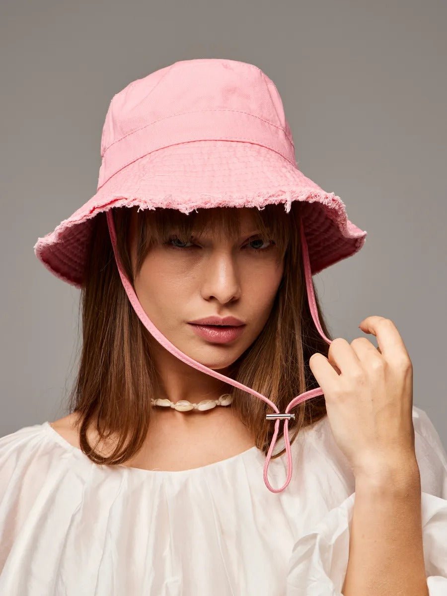 Chapeau bob, plage et été, protection solaire UPF 50+, coton doux, large bord, style y2k, panama moderne, modèle Arkel - Bob - Rose clair