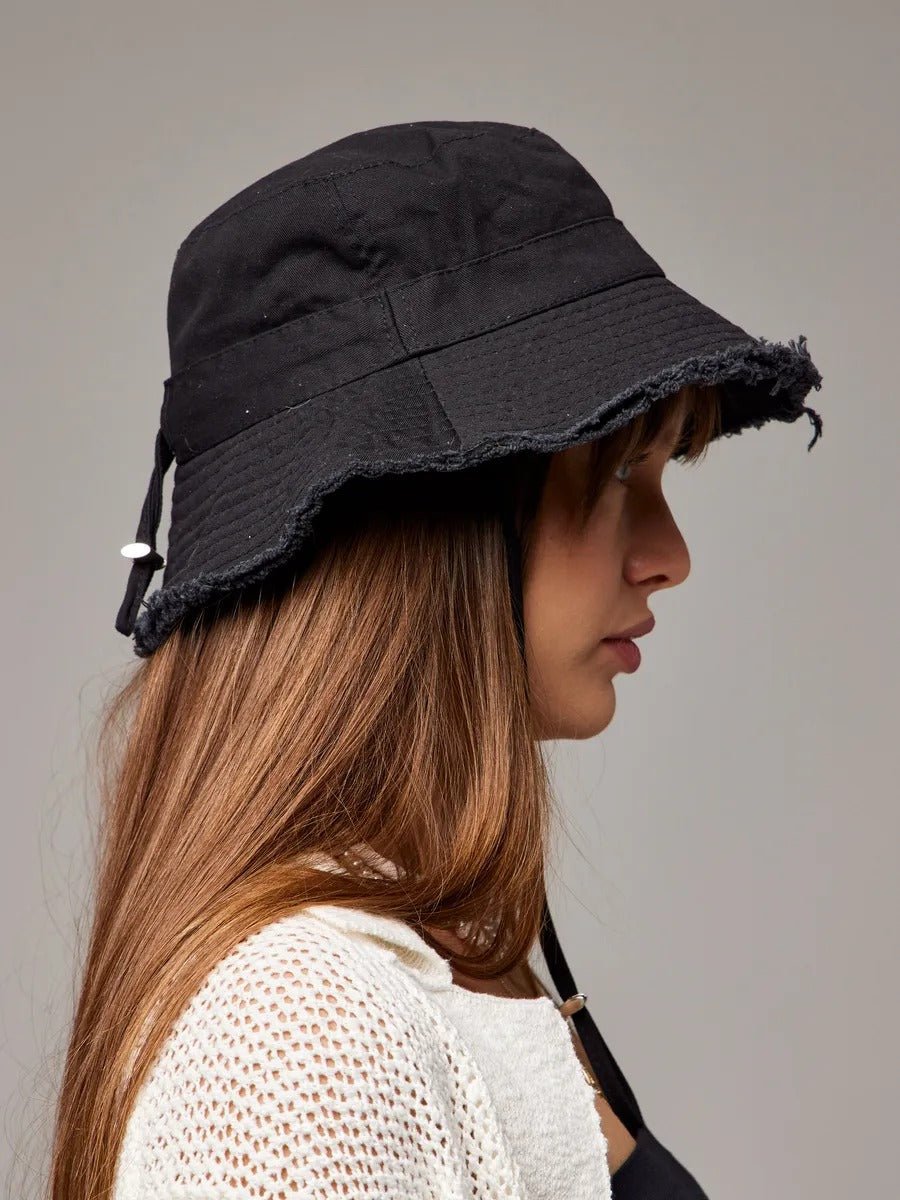 Chapeau bob, plage et été, protection solaire UPF 50+, coton doux, large bord, style y2k, panama moderne, modèle Arkel - Bob - Noir