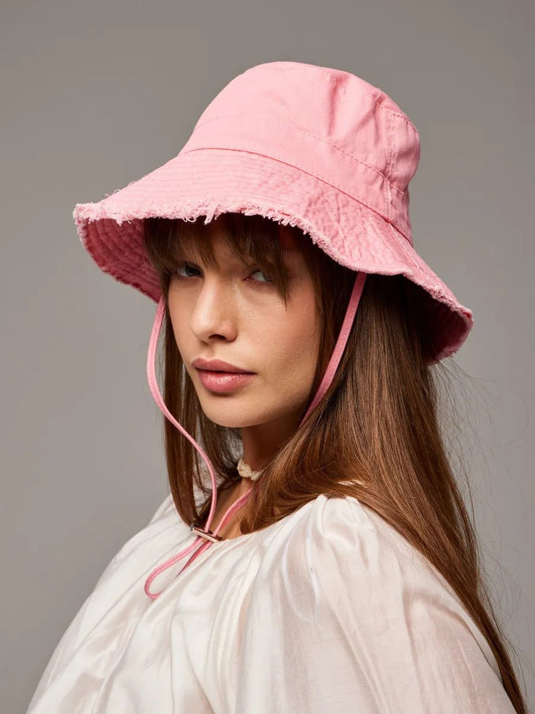Chapeau bob, plage et été, protection solaire UPF 50+, coton doux, large bord, style y2k, panama moderne, modèle Arkel - Bob - Rose clair