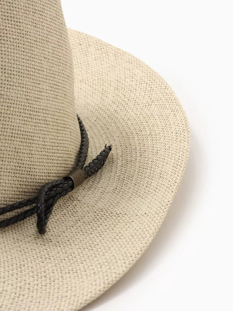 Chapeau cowboy homme, chapeau de paille western, été et plage, à large bord, respirant et décontracté, modèle Walid - Chapeau de paille - Beige