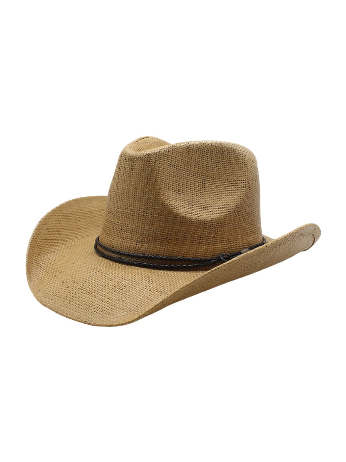 Chapeau cowboy homme, chapeau de paille western, été et plage, à large bord, respirant et décontracté, modèle Walid - Chapeau de paille - Camel