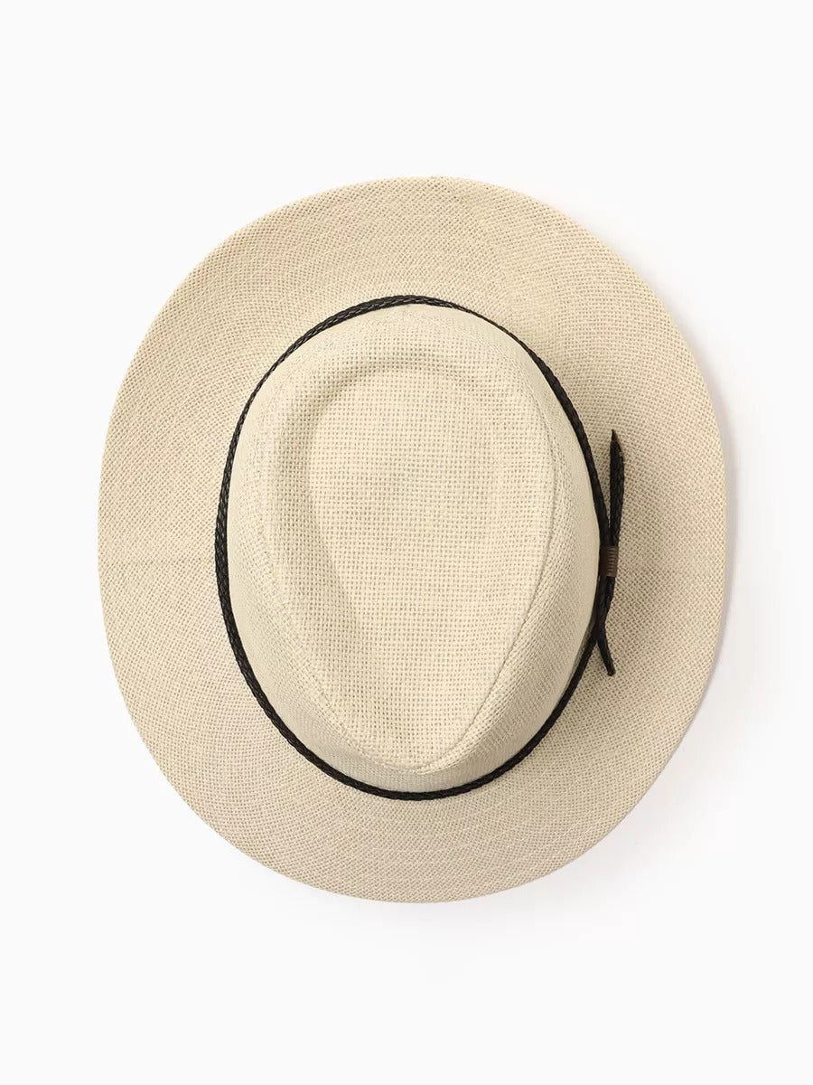 Chapeau cowboy homme, chapeau de paille western, été et plage, à large bord, respirant et décontracté, modèle Walid - Chapeau de paille - Beige