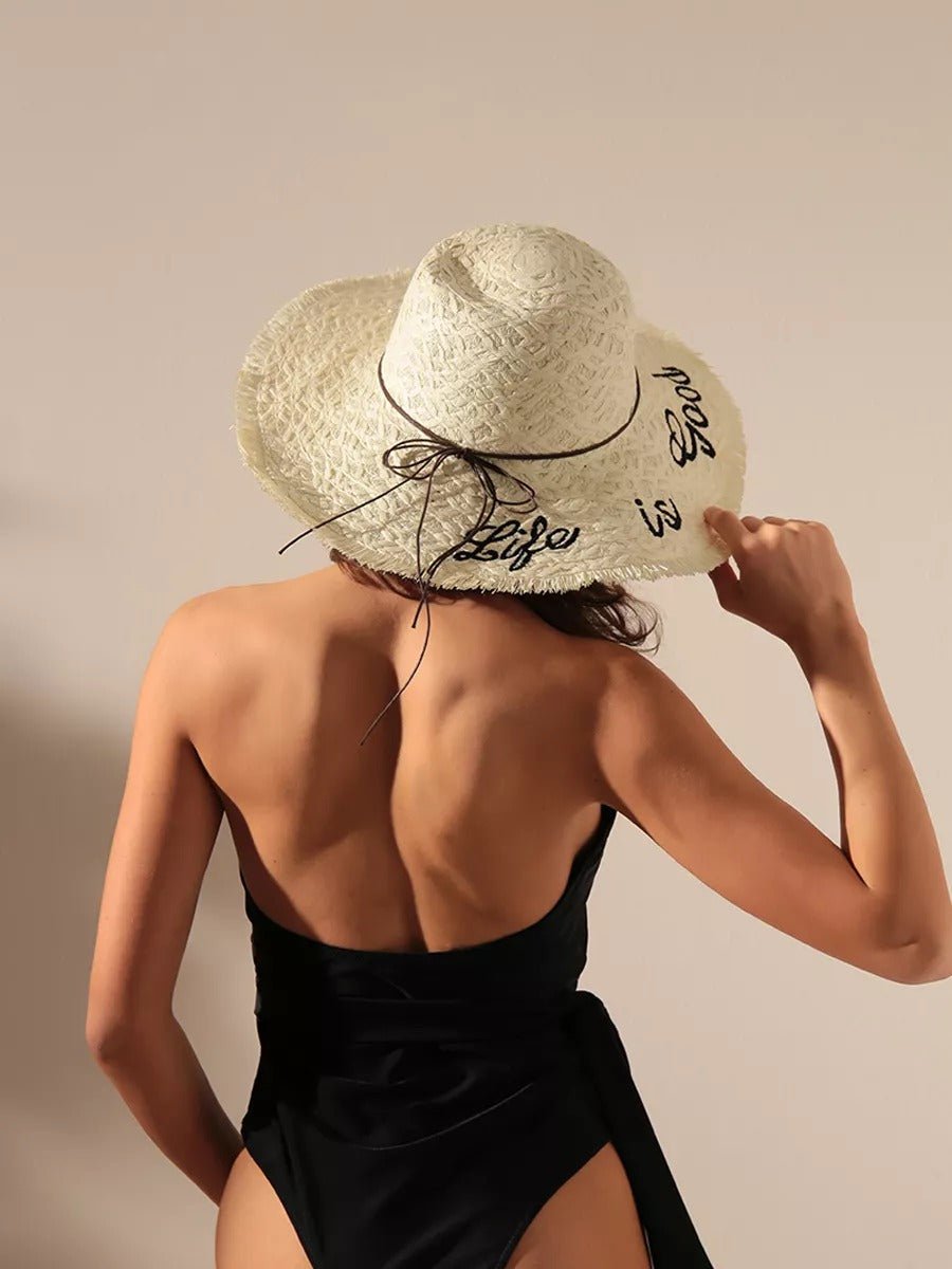 Chapeau de paille panama pour femme, capeline large bord, chapeau soleil plage, protection uv élégante, accessoire vacances mer, modèle Zenya - Chapeau de paille - Blanc