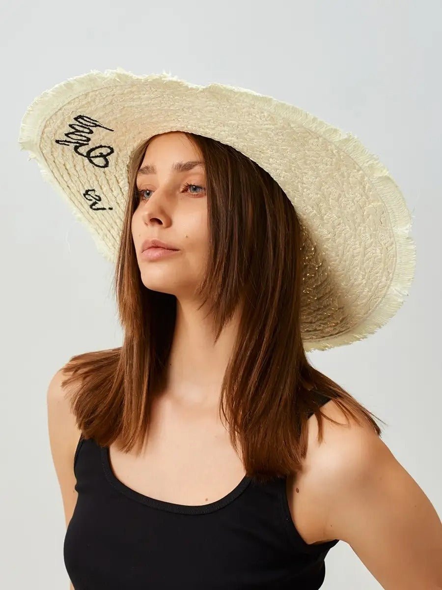 Chapeau de paille panama pour femme, capeline large bord, chapeau soleil plage, protection uv élégante, accessoire vacances mer, modèle Zenya - Chapeau de paille - Blanc
