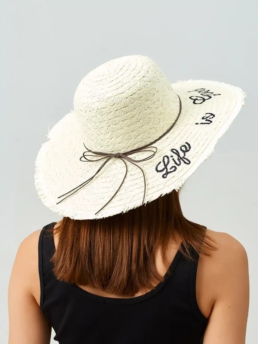 Chapeau de paille panama pour femme, capeline large bord, chapeau soleil plage, protection uv élégante, accessoire vacances mer, modèle Zenya - Chapeau de paille - Blanc