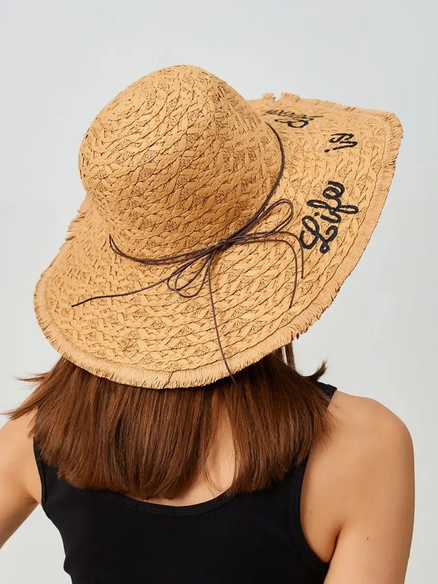 Chapeau de paille panama pour femme, capeline large bord, chapeau soleil plage, protection uv élégante, accessoire vacances mer, modèle Zenya - Chapeau de paille - Camel