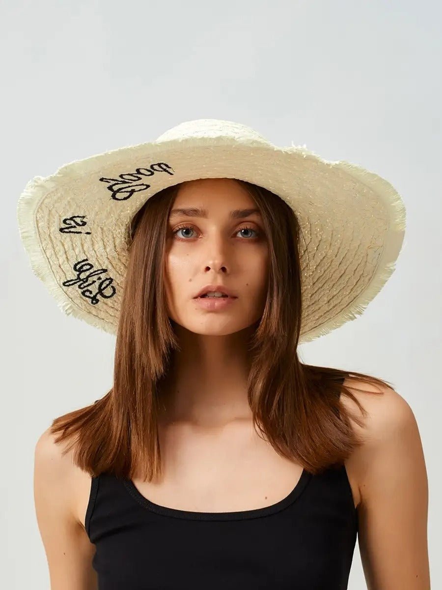 Chapeau de paille panama pour femme, capeline large bord, chapeau soleil plage, protection uv élégante, accessoire vacances mer, modèle Zenya - Chapeau de paille - Blanc