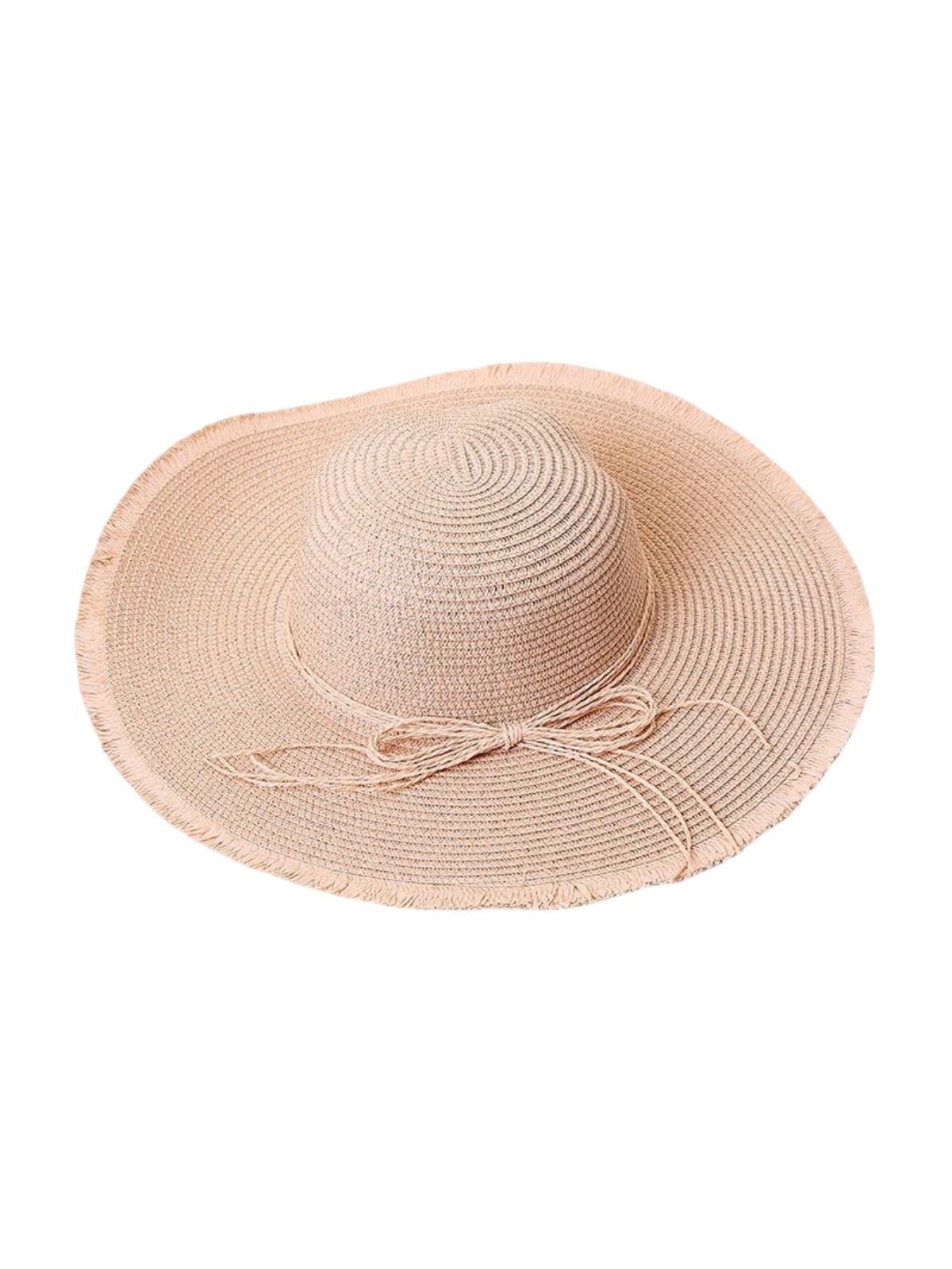 Chapeau de paille panama, pour femme, large bord, Anti - UV, idéal pour plage, ruban déco, léger et respirant, modèle Noémie - Chapeau de paille - Rose