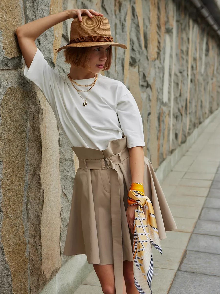 Chapeau de paille pour femme, été, large bord, chapeau de plage, corde intégrée, contre le soleil, modèle Uria - Chapeau de paille - Camel
