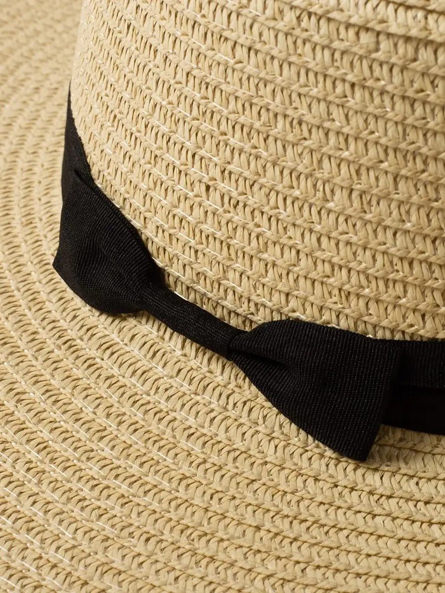 Chapeau de paille pour femme, été, large bord, protection solaire UPF 40+, accessoire plage chic, panama léger respirant, modèle Kate - Chapeau de paille - Beige