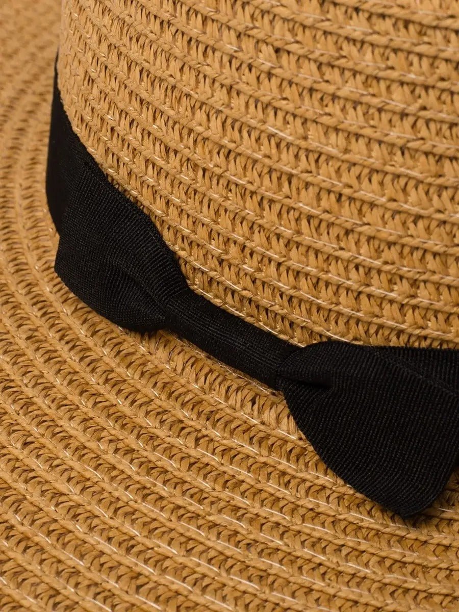 Chapeau de paille pour femme, été, large bord, protection solaire UPF 40+, accessoire plage chic, panama léger respirant, modèle Kate - Chapeau de paille - Camel
