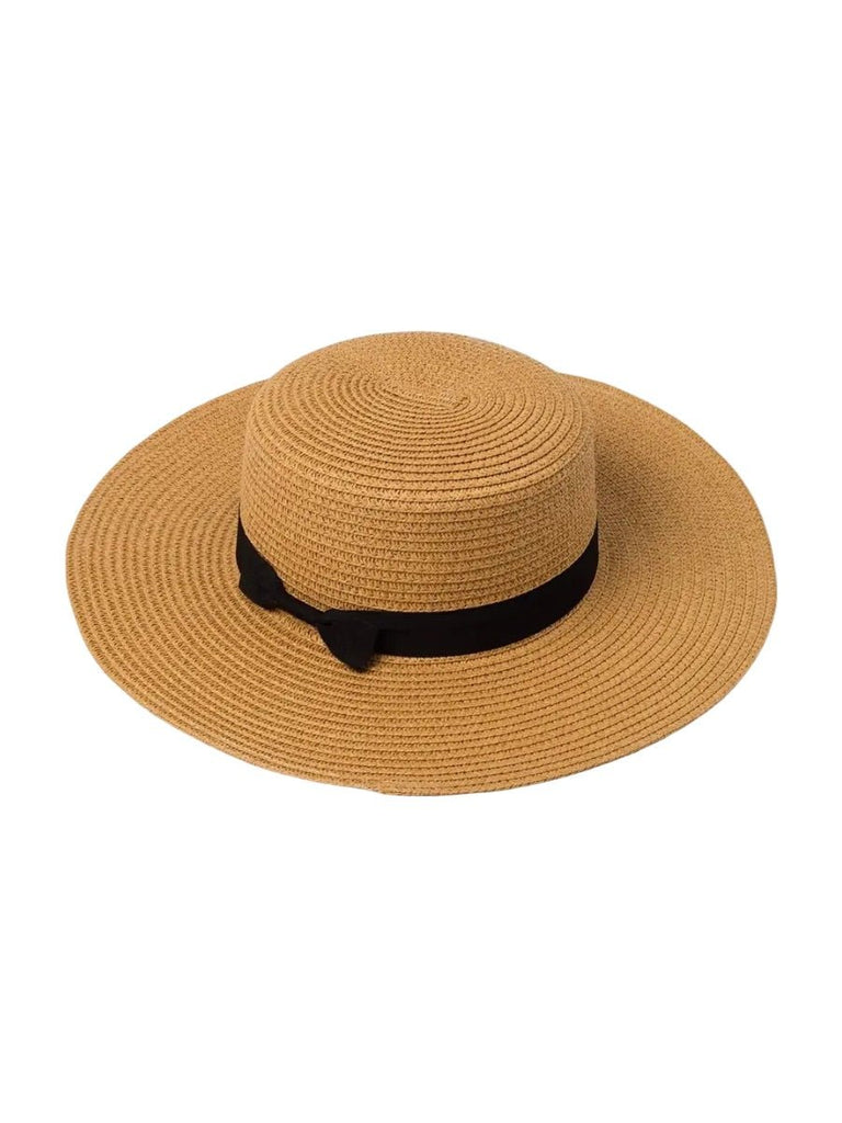 Chapeau de paille pour femme, été, large bord, protection solaire UPF 40+, accessoire plage chic, panama léger respirant, modèle Kate - Chapeau de paille - Camel