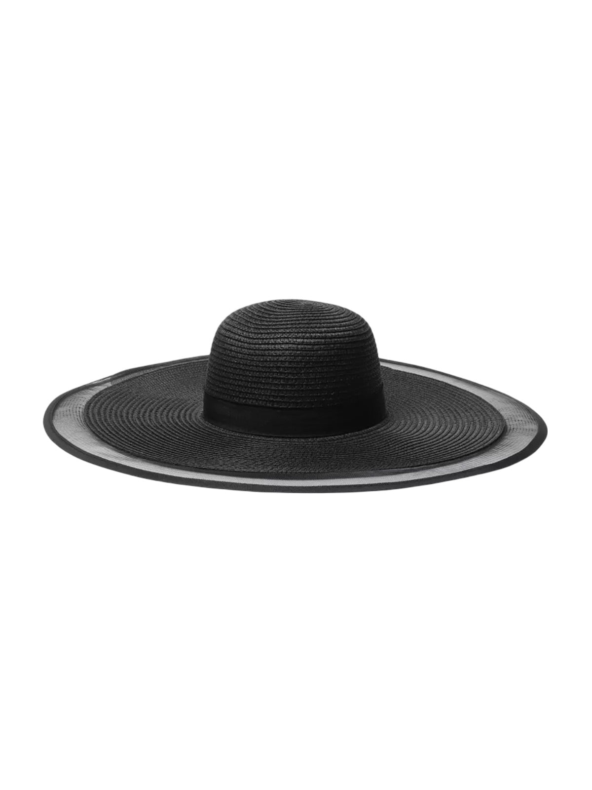 Chapeau de paille pour femme, plage, bord large, capeline filet, chapeau anti - uv élégant, modèle Amy - Chapeau de paille - Noir