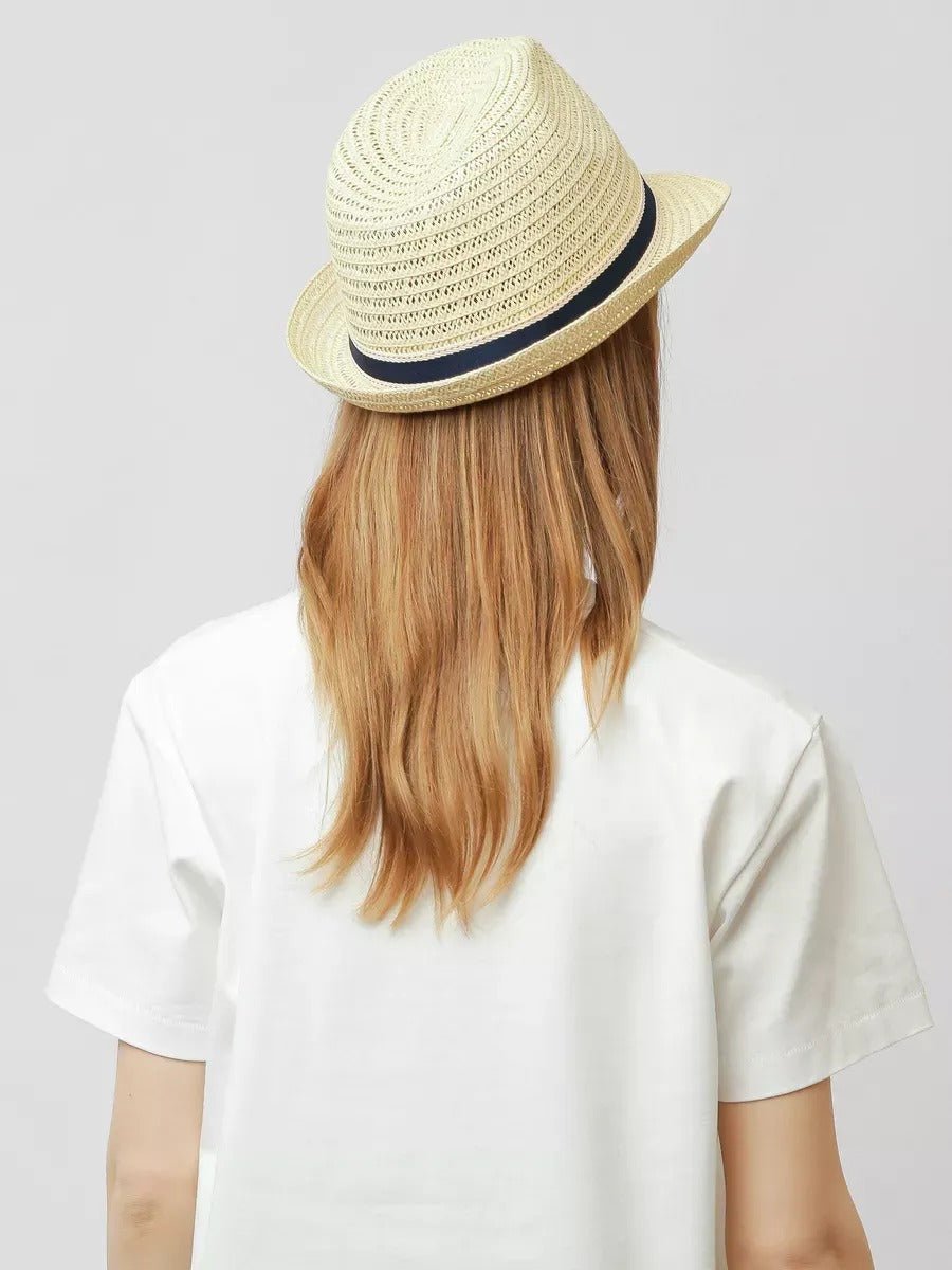 Chapeau de paille trilby, été homme et femme, plage, style panama, modèle Azur - Chapeau de paille - Beige