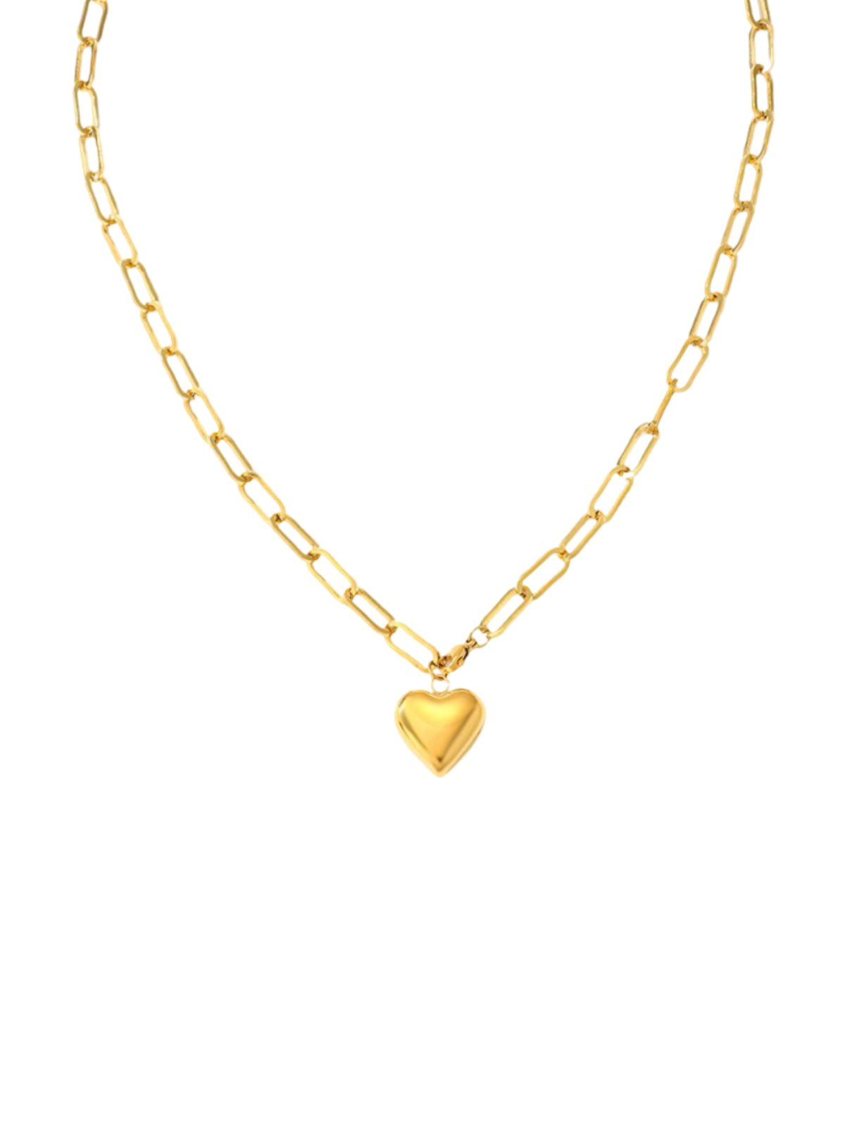 Collier doré 18 carats, cœur pendentif, chaîne courte femme, style old money, bijou casual chic, modèle Felicitee - Collier - Or 48 cm