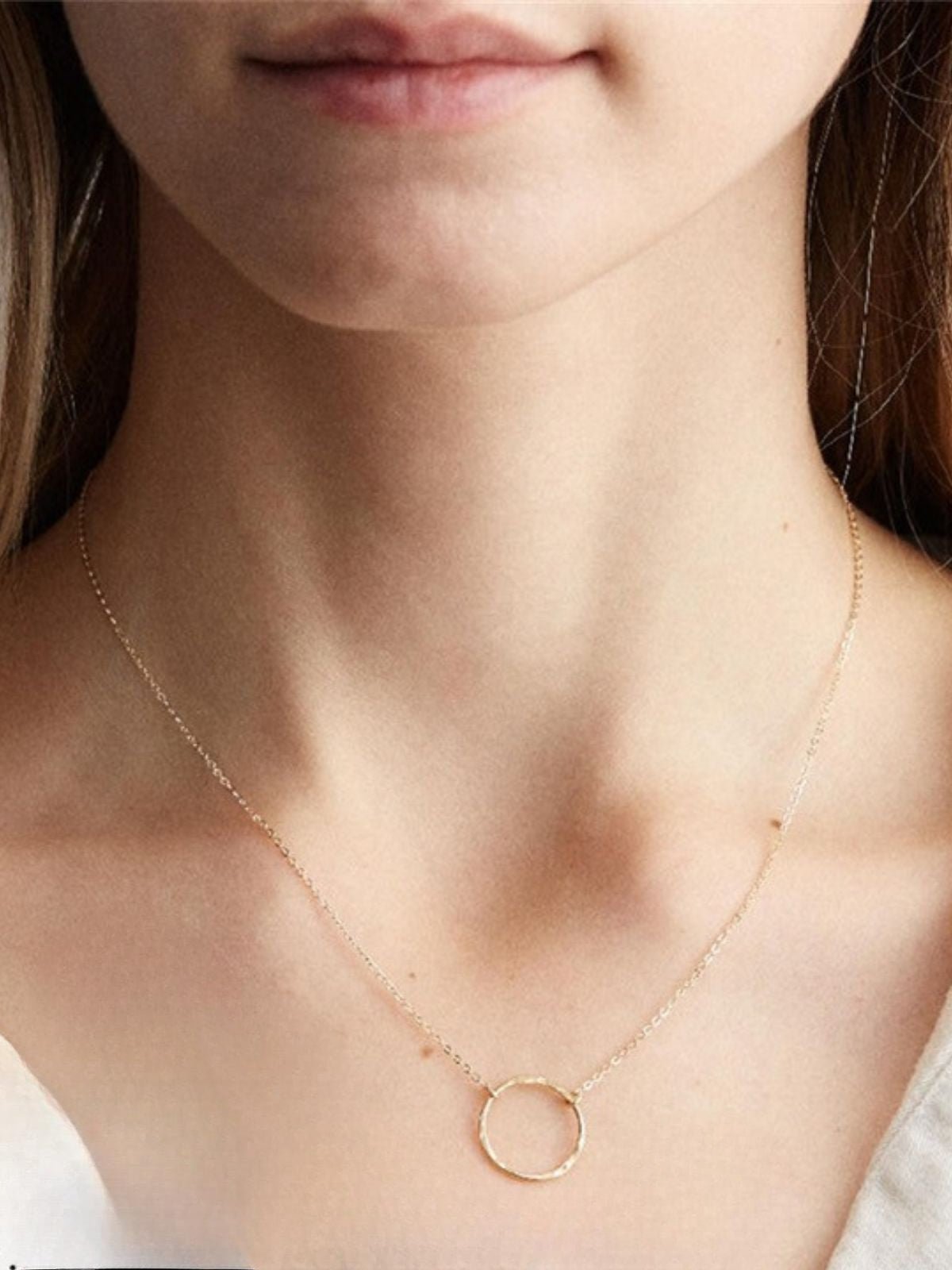 Collier double couche femme, acier inoxydable, pendentif géométrique, chaîne clavicule, style mode, modèle Mahée - Collier - Or 42 - 50cm