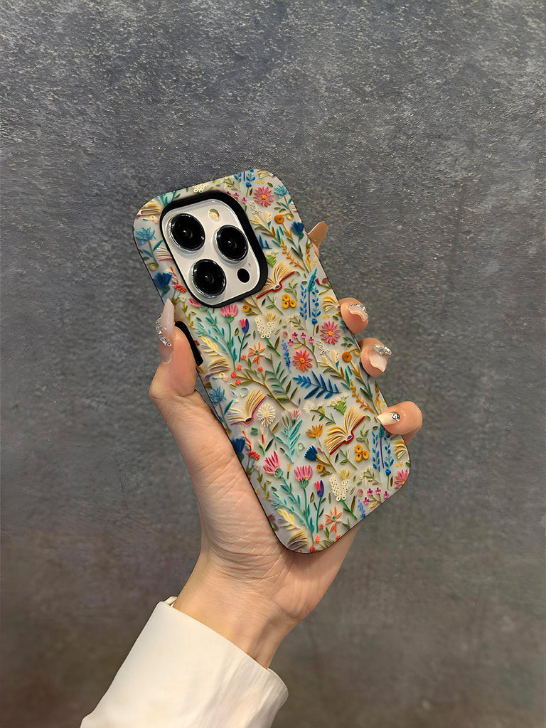 Coque iPhone fleurs en relief, protection anti - choc, design 3D effet papier, impression florale, rigide et fine, motif artistique coloré, modèle Olia - Coque iPhone - Multicolore iPhone XR