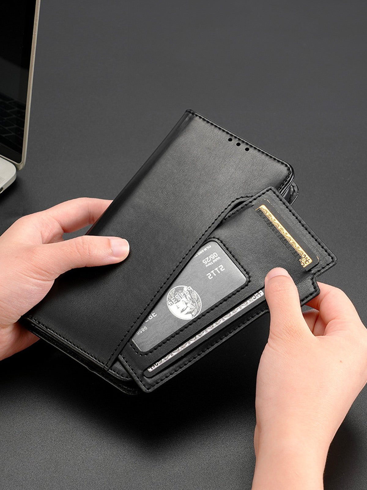 Coque portefeuille cuir magnétique, protection intégrale, support vidéo, rangement cartes, fermeture magnétique, modèle Kayza - Coque iPhone - Noir iPhone 12