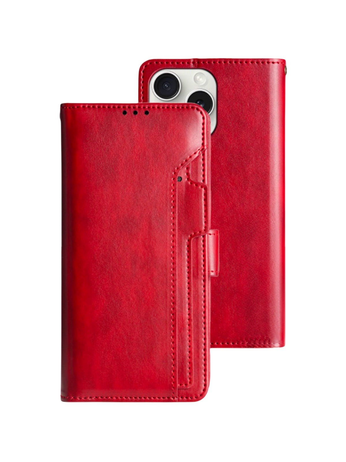 Coque portefeuille cuir magnétique, protection intégrale, support vidéo, rangement cartes, fermeture magnétique, modèle Kayza - Coque iPhone - Rouge iPhone 12