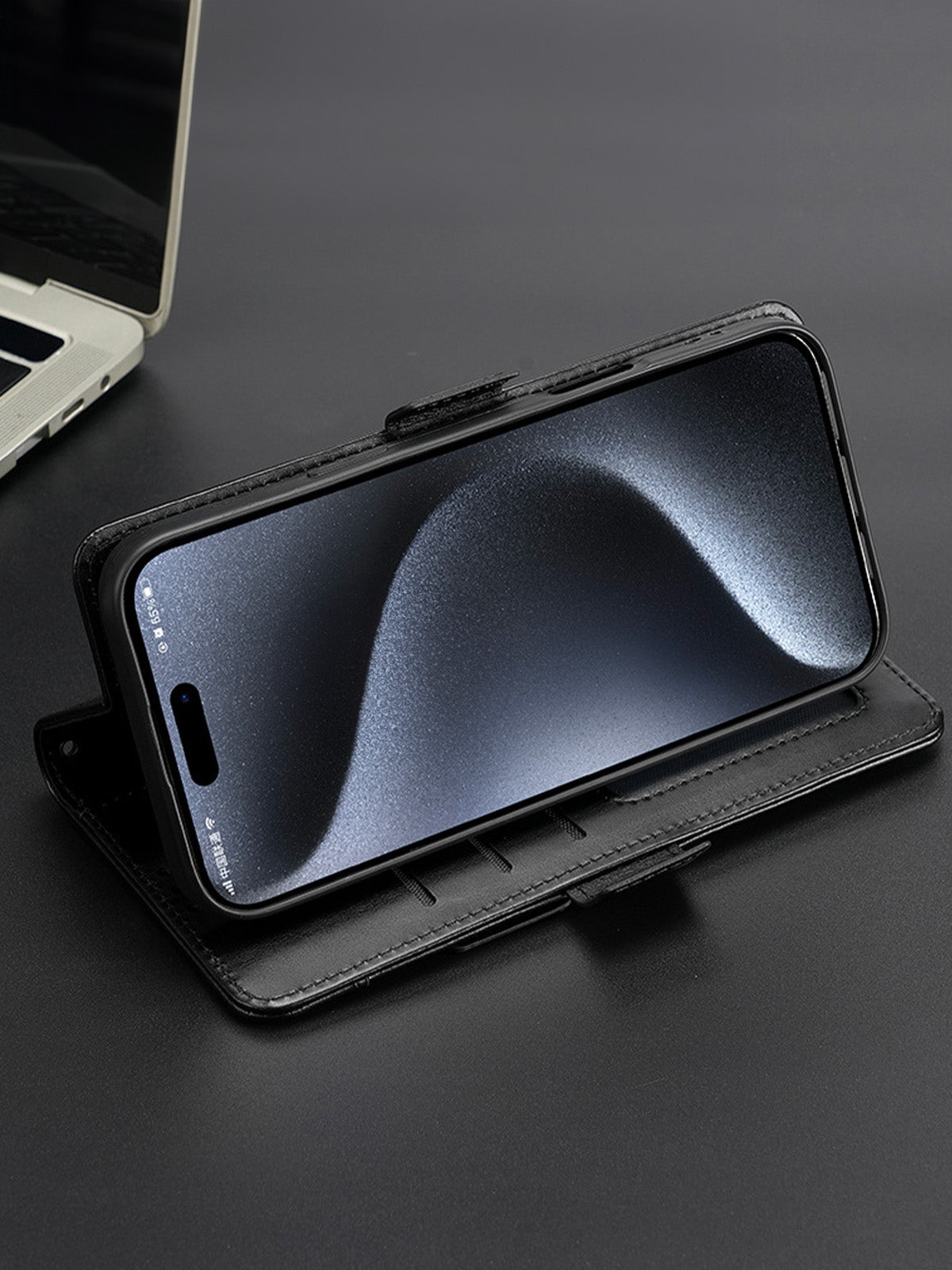 Coque portefeuille cuir magnétique, protection intégrale, support vidéo, rangement cartes, fermeture magnétique, modèle Kayza - Coque iPhone - Noir iPhone 12
