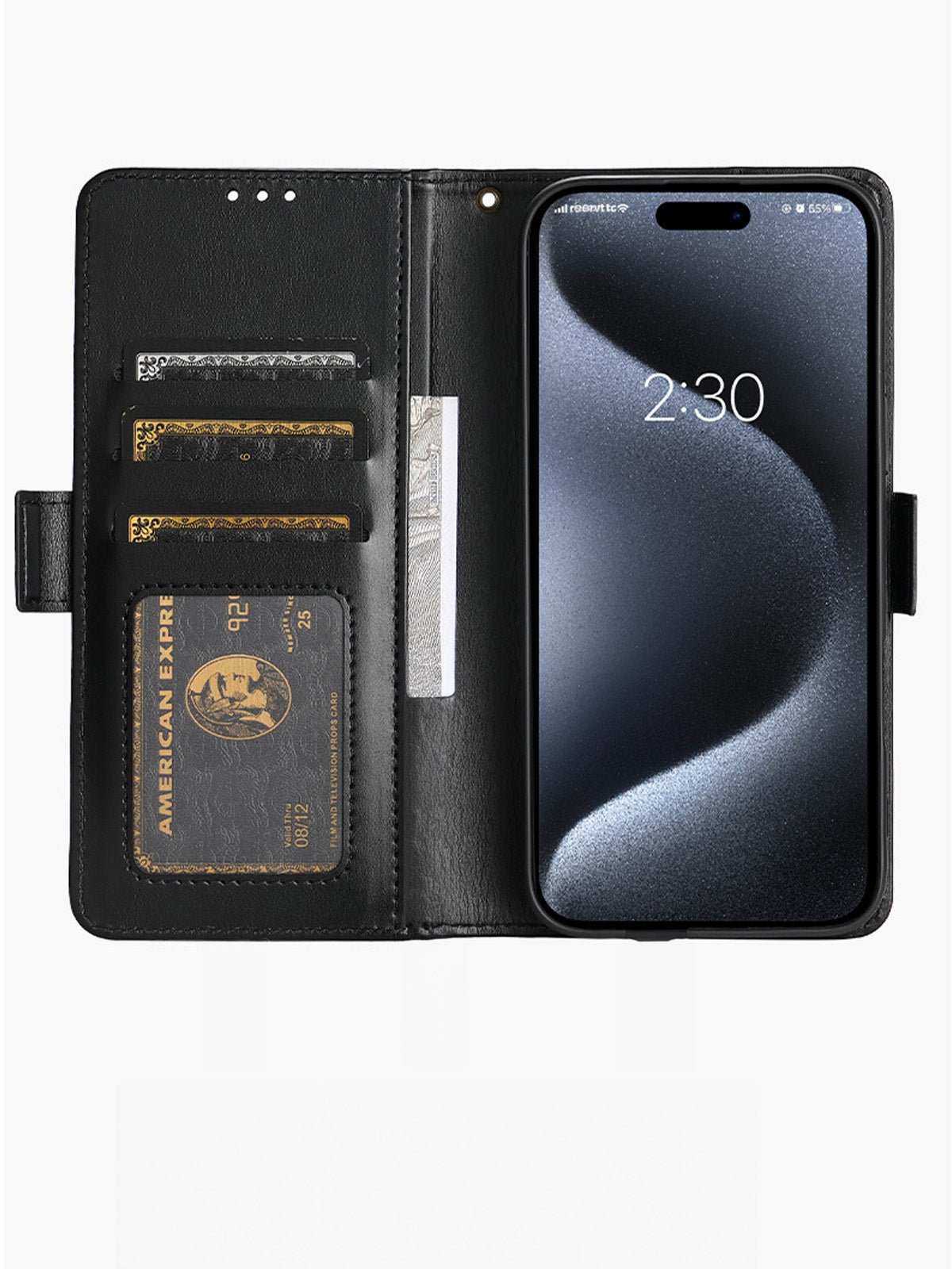 Coque portefeuille cuir magnétique, protection intégrale, support vidéo, rangement cartes, fermeture magnétique, modèle Kayza - Coque iPhone - Noir iPhone 12