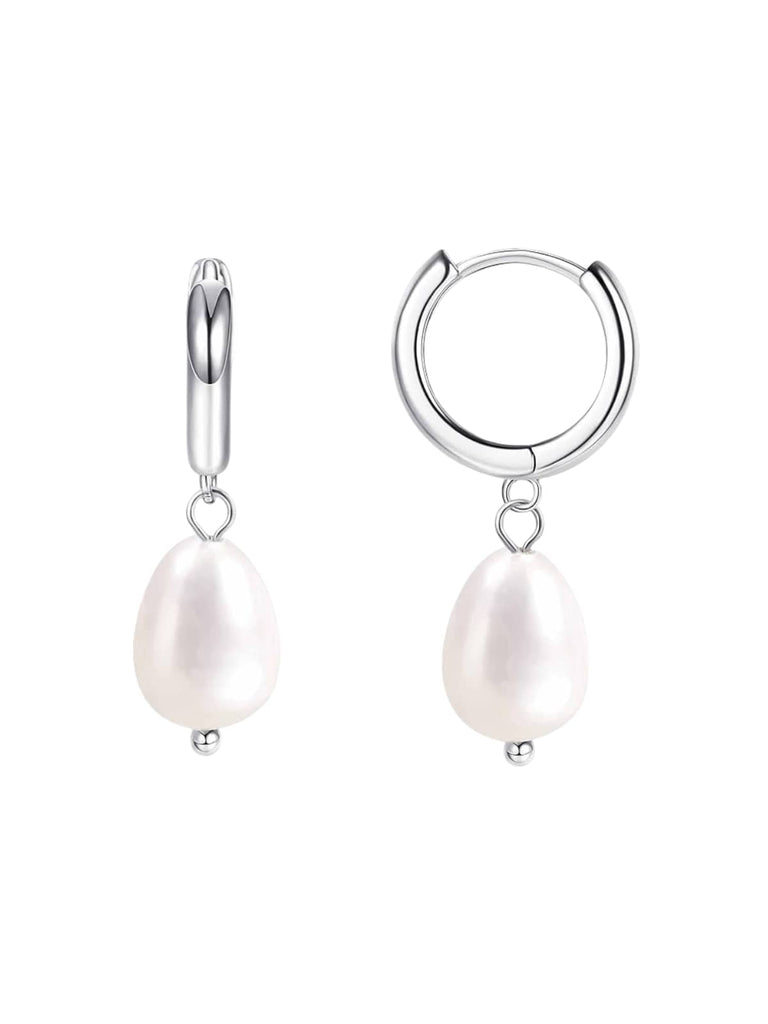 Créoles perles d’eau douce, acier inoxydable, plaqué or 14K, boucles d’oreilles femme, bijoux festifs, accessoires tendance, modèle Nadège - Boucles d'oreilles - Argent 16 mm