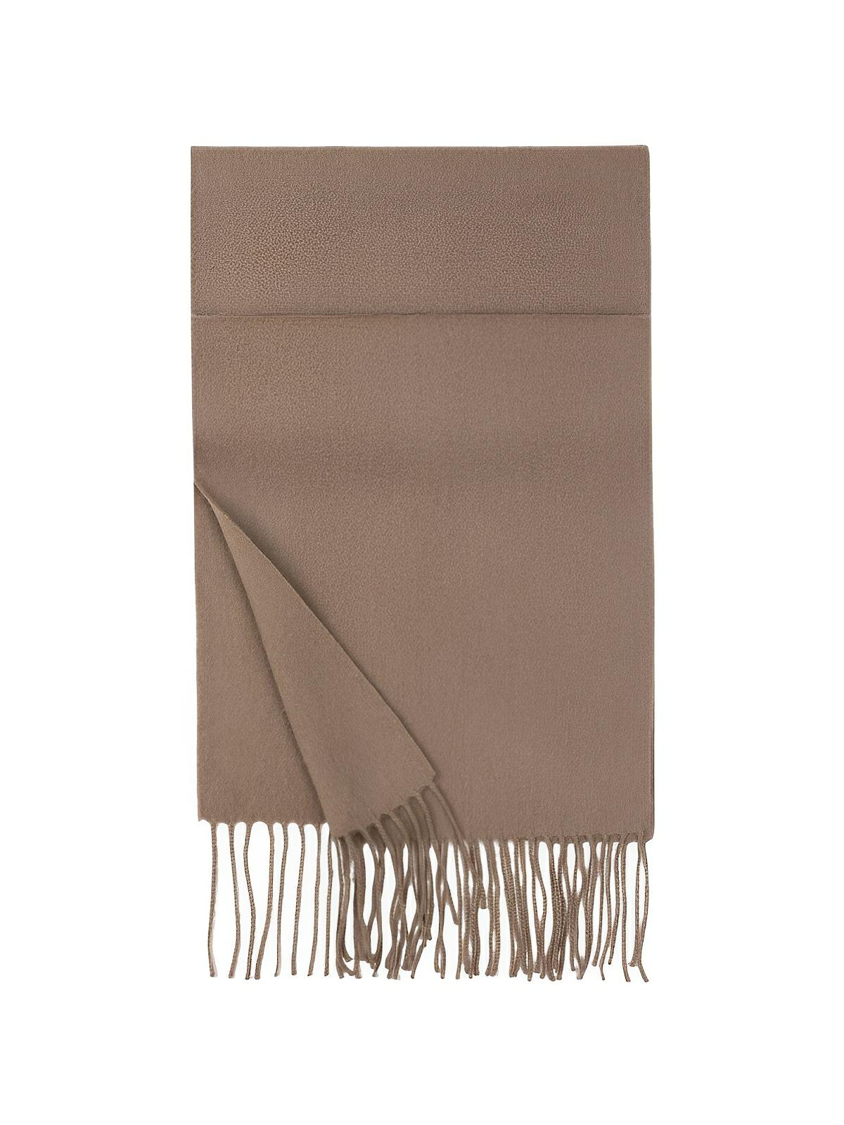 Écharpe 100% laine, hiver, grande écharpe chaude, couleur unie, écharpe à franges, modèle Alba - Écharpe - Marron