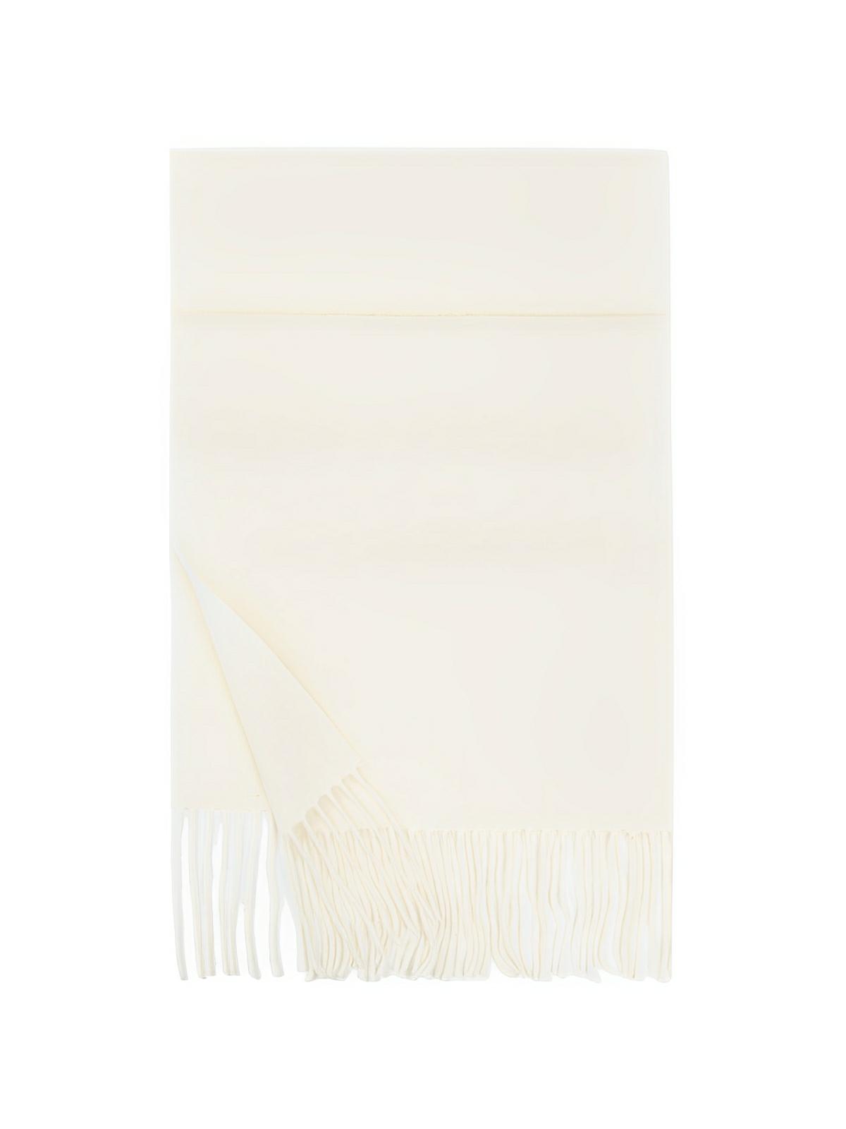 Écharpe 100% laine, hiver, grande écharpe chaude, couleur unie, écharpe à franges, modèle Alba - Écharpe - Blanc