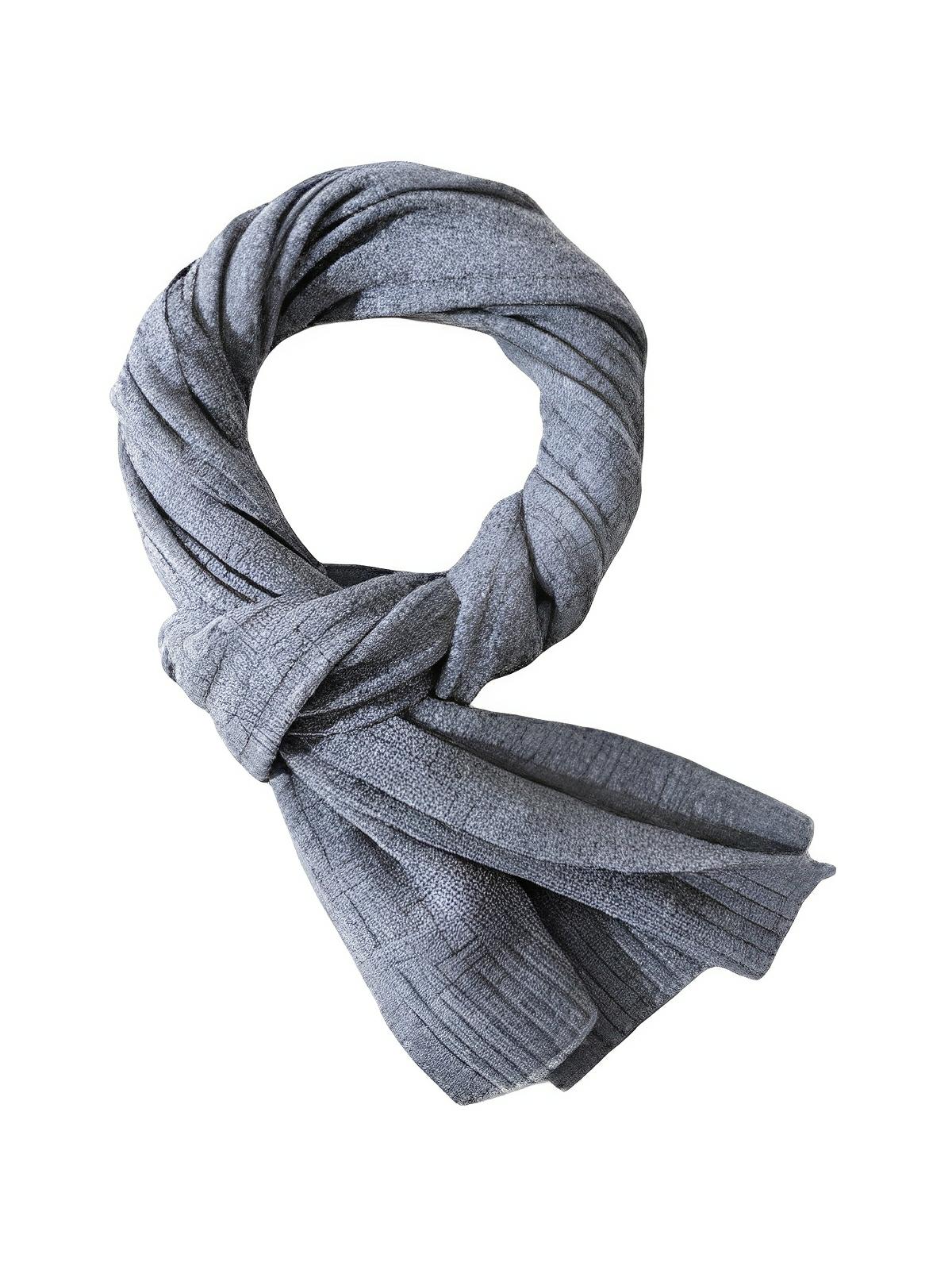 Écharpe en pure laine mérinos, tricotée à motifs lettres, douce et chaude, unisexe, longueur 180 cm, accessoire hiver confortable, modèle Yuna - Écharpe - Gris