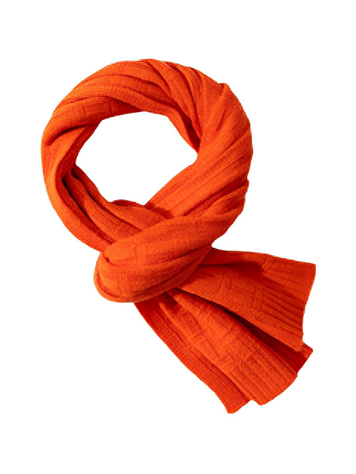 Écharpe en pure laine mérinos, tricotée à motifs lettres, douce et chaude, unisexe, longueur 180 cm, accessoire hiver confortable, modèle Yuna - Écharpe - Orange