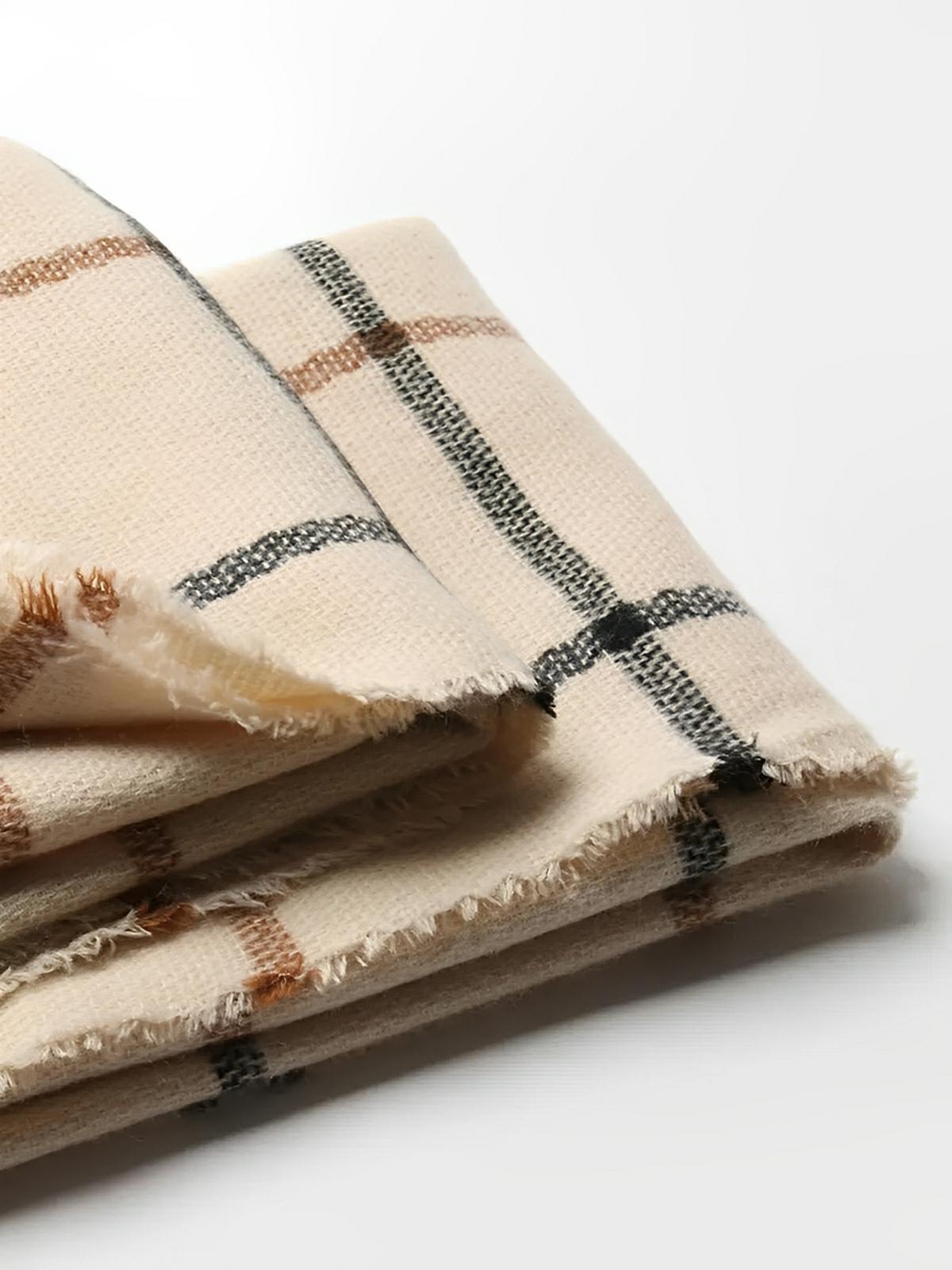 Écharpe hiver pour femme, laine et cachemire, chaude à carreaux, douce, grande taille, modèle Lisa - Écharpe - Beige