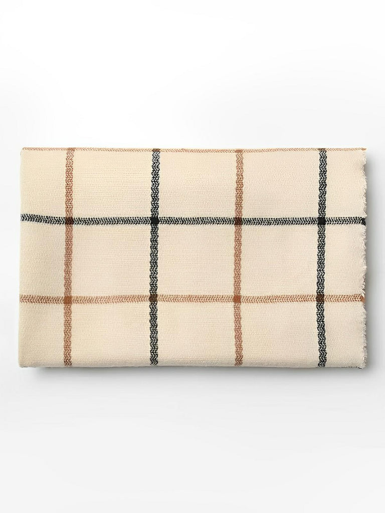 Écharpe hiver pour femme, laine et cachemire, chaude à carreaux, douce, grande taille, modèle Lisa - Écharpe - Beige