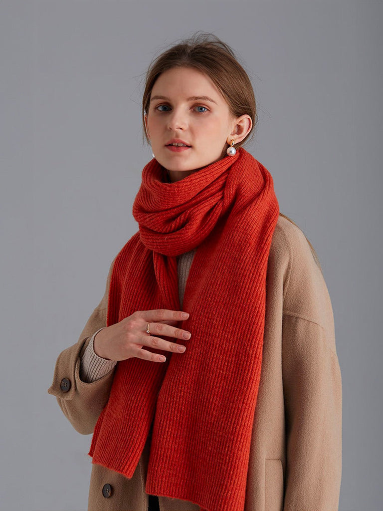 Ensemble bonnet écharpe en nylon et laine, accessoire chaud mixte, set bonnet écharpe pour l'hiver, ensemble tricoté doux, modèle Lorion - Écharpe - Orange