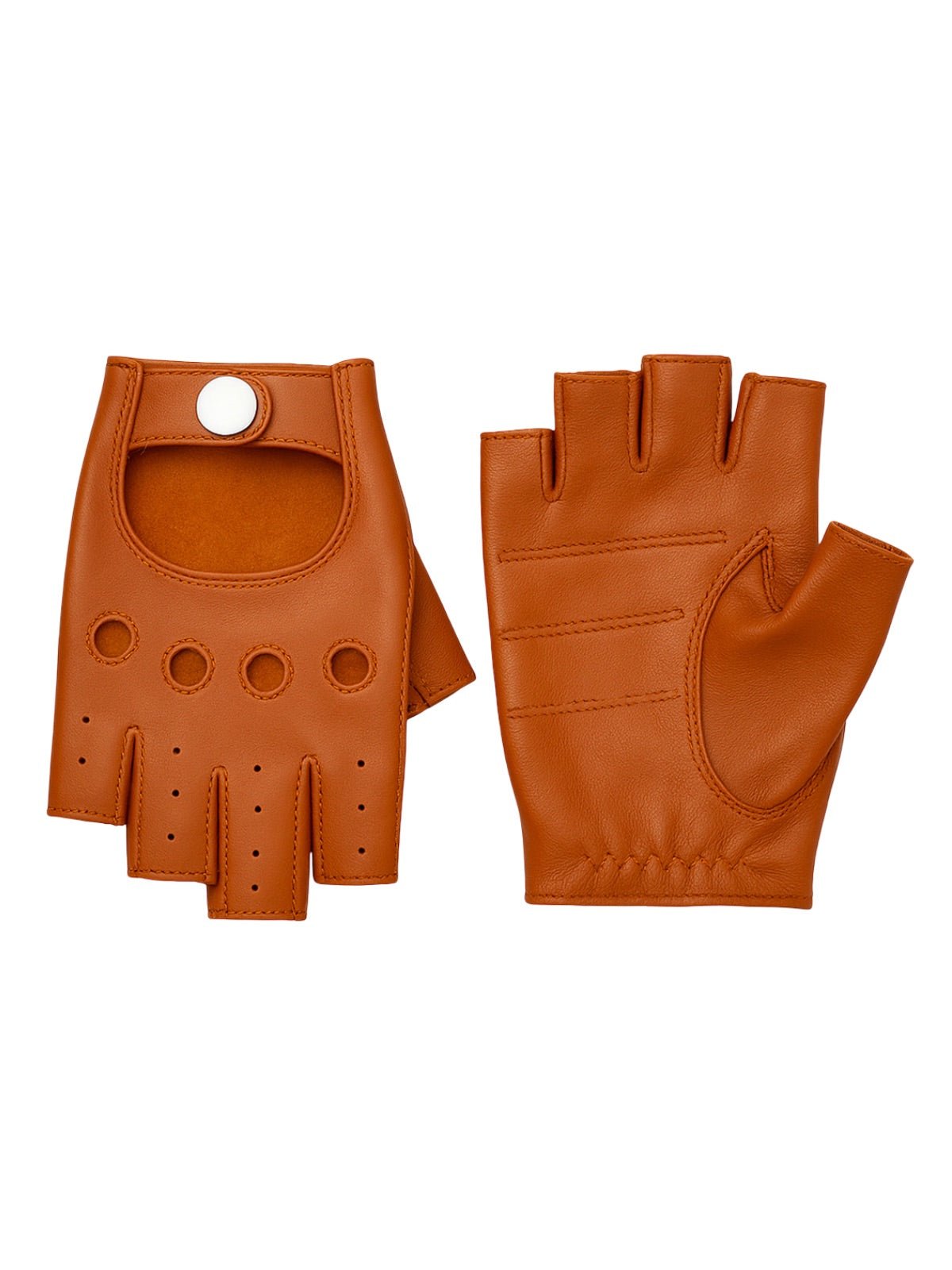 Gants demi - doigt homme cuir, gants moto vintage en cuir, gants de conduite respirants, gants antidérapants ouverts, modèle Mecto - Gants - Marron M