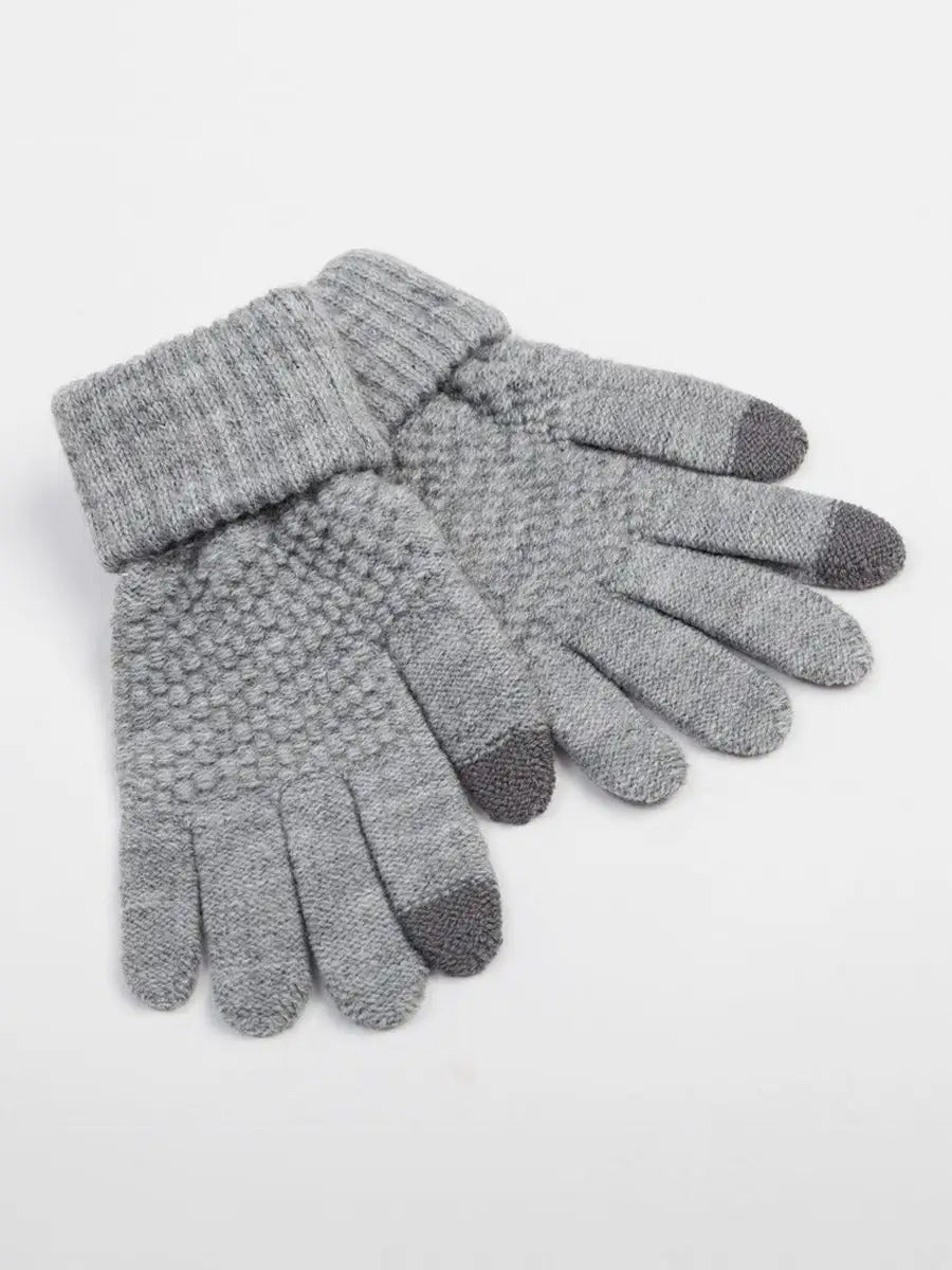 Gants d'hiver femme, tricotés chauds, tactiles, unis et confortables, pour smartphone, modèle Carole - Gants - Gris
