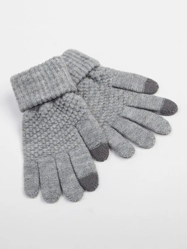 Gants d'hiver femme, tricotés chauds, tactiles, unis et confortables, pour smartphone, modèle Carole - Gants - Gris