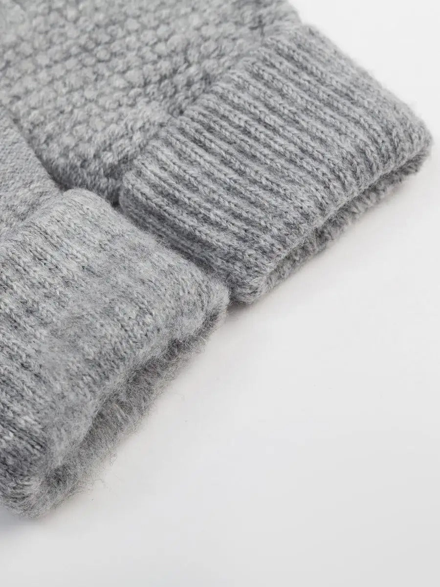 Gants d'hiver femme, tricotés chauds, tactiles, unis et confortables, pour smartphone, modèle Carole - Gants - Gris