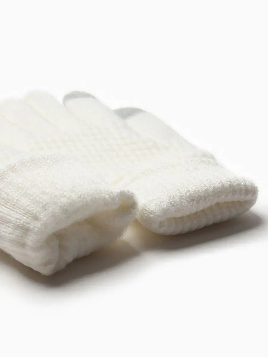 Gants d'hiver femme, tricotés chauds, tactiles, unis et confortables, pour smartphone, modèle Carole - Gants - Blanc