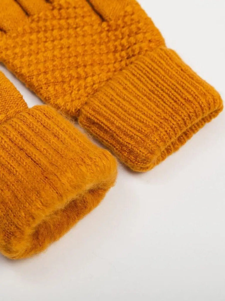 Gants d'hiver femme, tricotés chauds, tactiles, unis et confortables, pour smartphone, modèle Carole - Gants - Moutarde