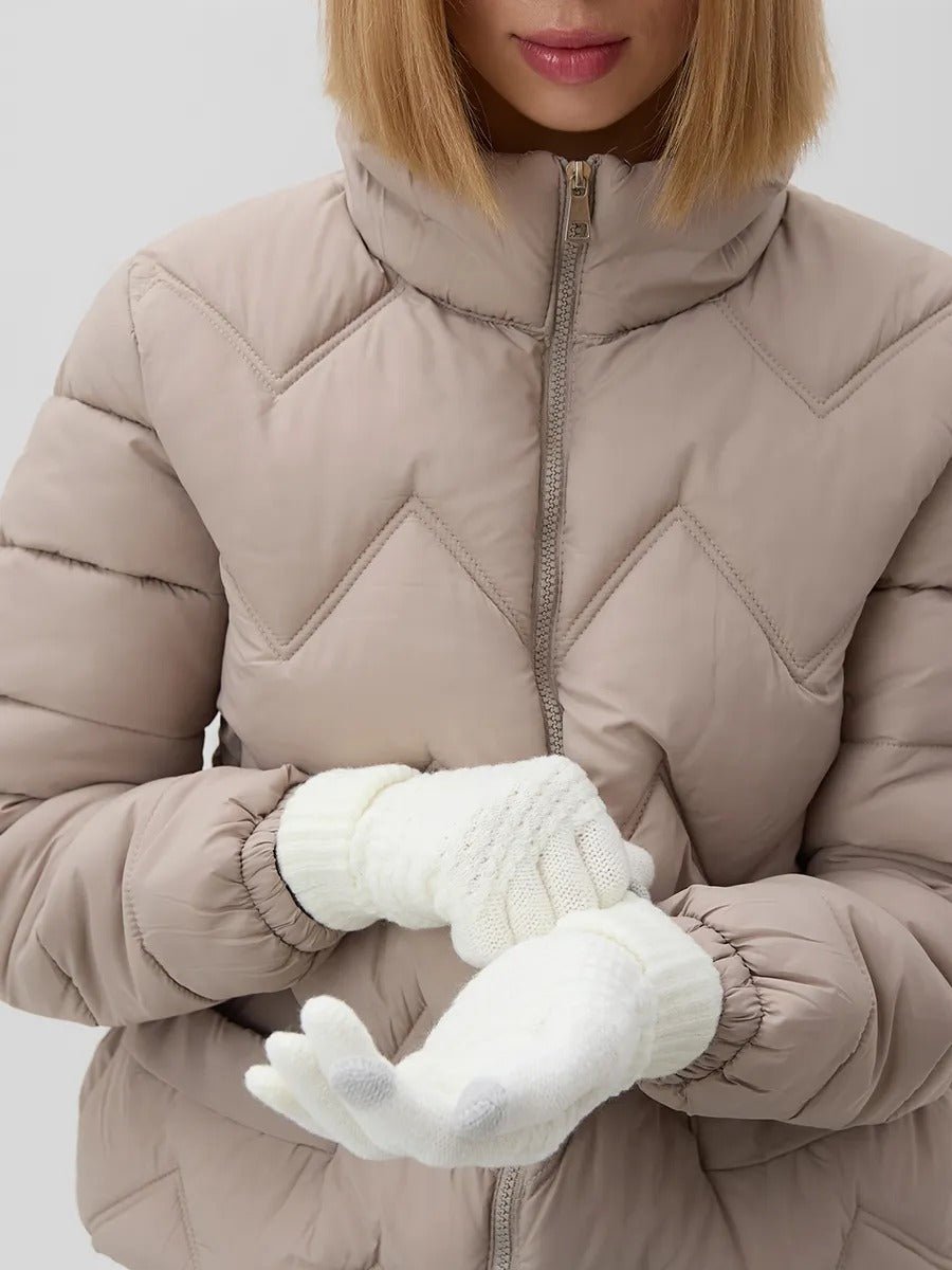 Gants d'hiver femme, tricotés chauds, tactiles, unis et confortables, pour smartphone, modèle Carole - Gants - Blanc