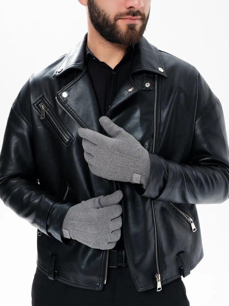 Gants d'hiver homme, tactiles, chauds en polyester, doublés en velours, résiste au froid, modèle Yann - Gants - Gris