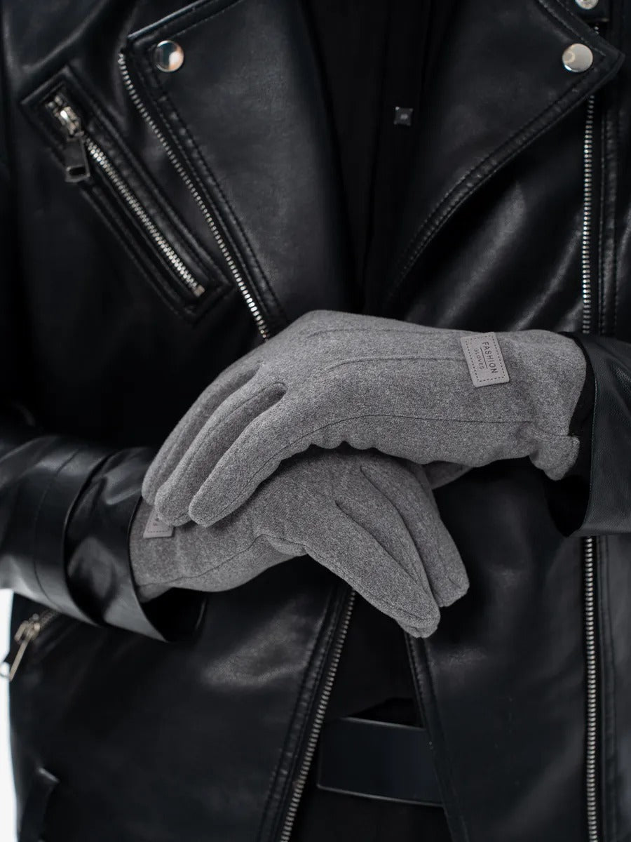 Gants d'hiver homme, tactiles, chauds en polyester, doublés en velours, résiste au froid, modèle Yann - Gants - Gris