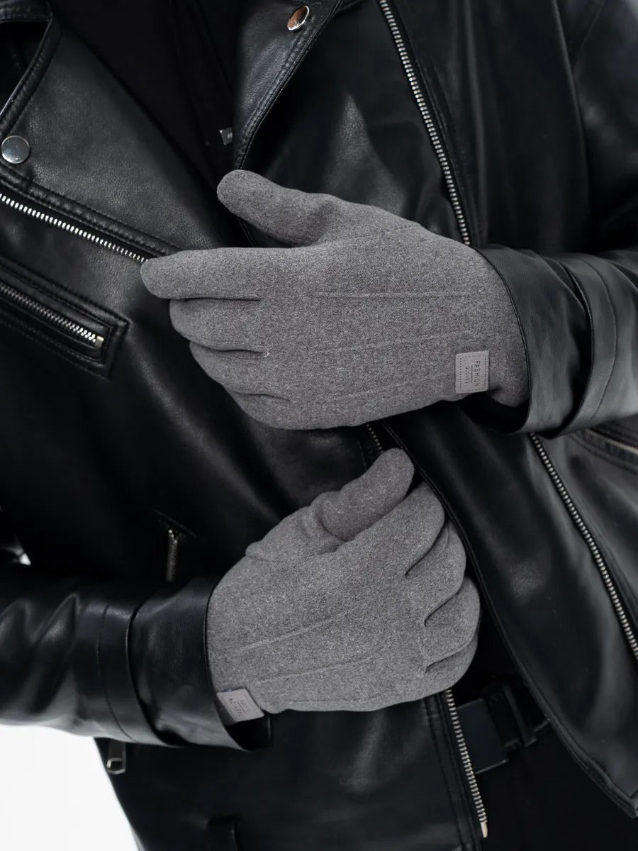 Gants d'hiver homme, tactiles, chauds en polyester, doublés en velours, résiste au froid, modèle Yann - Gants - Gris