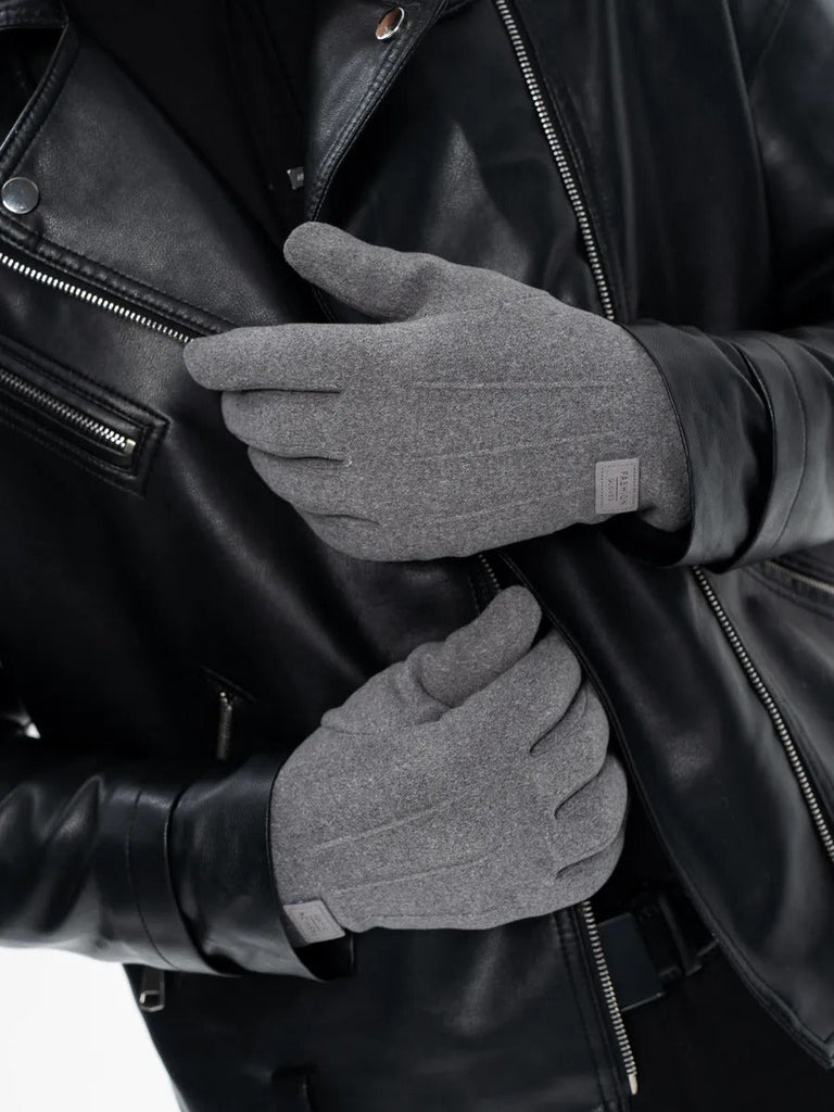 Gants d'hiver homme, tactiles, chauds en polyester, doublés en velours, résiste au froid, modèle Yann - Gants - Gris